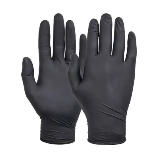 [50000252] Nitrile Gloves Black P/F Medium 100PK