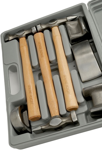 [FMT468002] Fast Mover Hammer & Dolly Panel Beating 7pc Kit, Hickory Hand