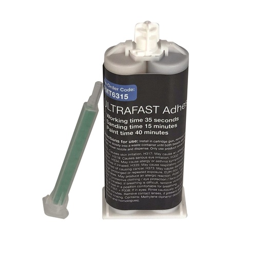 [FMT6315] Fast Mover PU 2 part plastic repair glue in 25ml cartridge. 30 second cure time