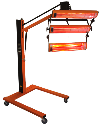 [FMT6930] Fast Mover Infrared paint dryer on rotating stand and digital timer and fitted with 3 cassettes. 240volt 3000watt