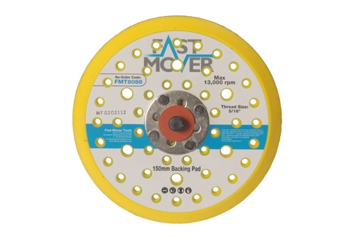 [FMT8088] Fast Mover Backing pad 150mm with hook & loop and 52 holes 15mm thick with 5/16 thread