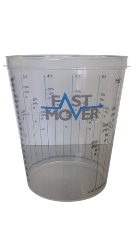 [FMT8523] Fast Mover Plastic paint mixing cups with ratios. 2300ml . 100 cups per box