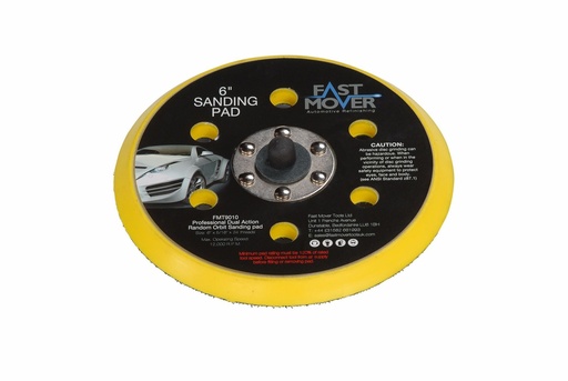 [FMT9010] Fast Mover backing pad with hook & loop. 150mm 6 holes 10mm thick with 5/16 thread
