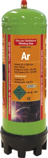 [043688] GYS DISPOSABLE GAS CARTRIDGE - PURE ARGON - 2.2L