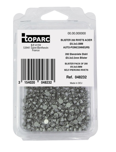 [048232] GYS 200 SELF PIERCING STEEL RIVETS STEEL Ø3.3x3.5MM - BLISTER PA