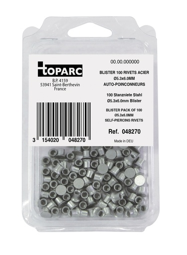 [048270] GYS 100 SELF PIERCING STEEL RIVETS STEEL Ø5.3x6.0MM - BLISTER PA