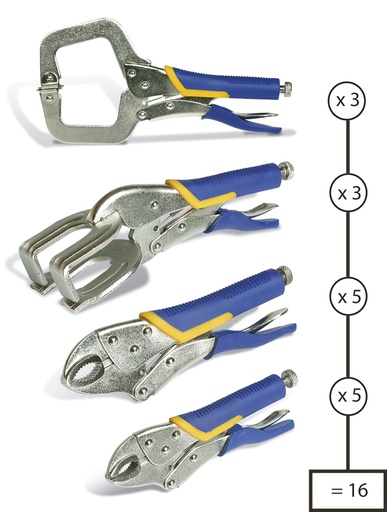 [050266] GYS SET OF 16 CAR-BODY LOCK-GRIP PLIERS