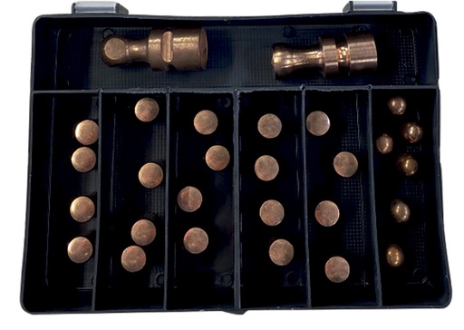 [073449] GYS BOX 20 CAPS TYPE A + 6 CAPS TYPE F + 2 ROUND ELECTRODES (C6 & G2)