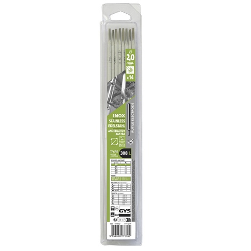 [073692] GYS 14 STAINLESS STEEL ELECTRODES - 308L - Ø2.0 - (BLISTER)