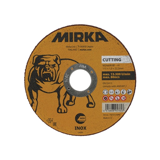 [75811125010] Mirka Cutting Wheel 125x1,0x22,2mmM2A60R-BFInox/10