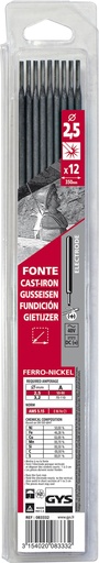 [083332] GYS 12 CAST IRON ELECTRODES - Ø2.5 (BLISTER)