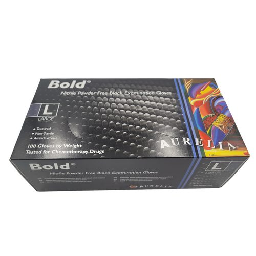 [AUR.73998] Aurelia  Bold Black Nitrile Gloves Powder Free Large (5mil Thick