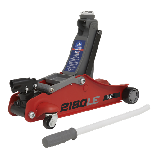 [2180LE] Sealey 180° Handle Low Profile Short Chassis Trolley Jack 2 Tonne - Red