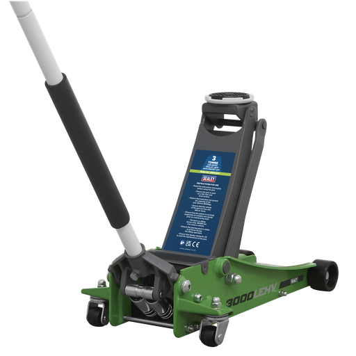 [3000LEHV] Sealey Low Profile Trolley Jack with Rocket Lift 3 Tonne - Green