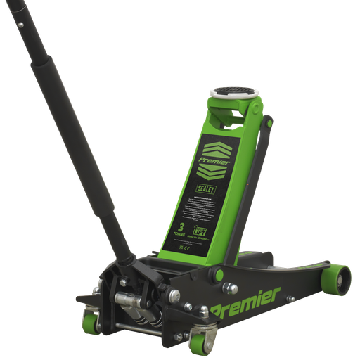 [3040AG] Sealey Premier Low Profile Trolley Jack with Rocket Lift 3 Tonne - Green