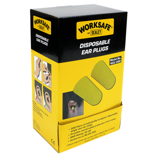 [403/200] Sealey Worksafe® Disposable Ear Plugs - 200 Pairs