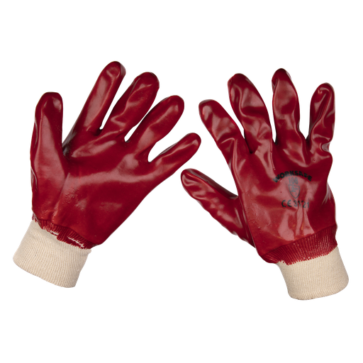 [9106XL/12] Sealey Worksafe® PVC Knit Wrist Gloves, X-Large - Pack of 12 Pairs