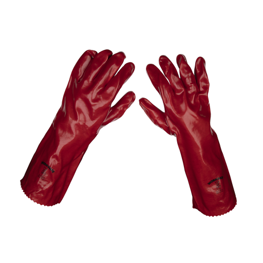 [9114] Sealey Worksafe® PVC Gauntlets 450mm, Red - Pair