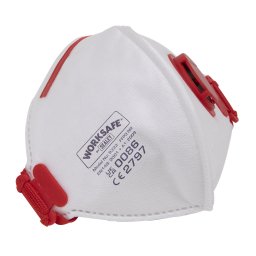 [9333/10] Sealey Worksafe® Valved Fold Flat Mask FFP3 - Pack of 10