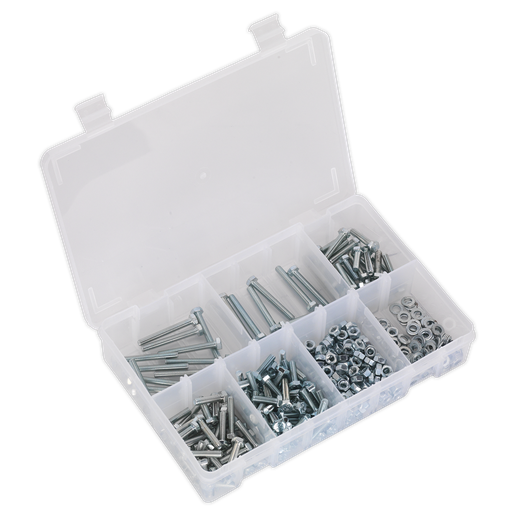 [AB049SNW] Sealey High Tensile Setscrew, Nut & Washer Assortment M5 444pc