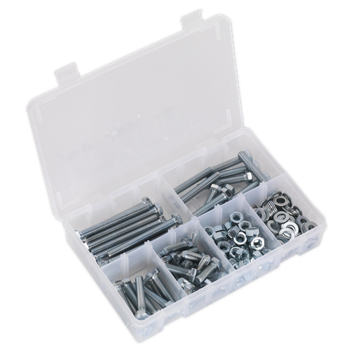 [AB051SNW] Sealey High Tensile Setscrew, Nut & Washer Assortment M8 220pc