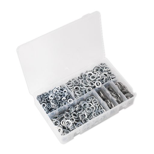 [AB058SW] Sealey Zinc Plated Spring Washer Assortment M6-M16 1010pc - DIN 127B
