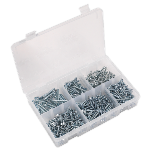 [AB062STCS] Sealey Zinc Plated Self-Tapping Countersunk Pozi Screw Assortment 510pc - DIN 7982