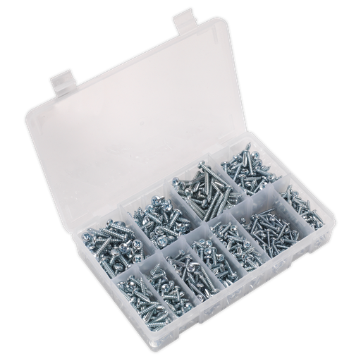 [AB063STPH] Zinc Plated Self-Tapping Pan Head Pozi Screw Assortment 700pc - DIN 7981CZ