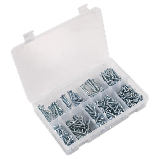 [AB064STPP] Sealey Zinc Plated Self-Tapping Pan Head Pozi Screw Assortment 305pc - DIN 798CZ