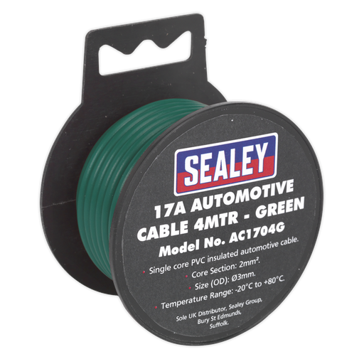 [AC1704G] Sealey 17A Thick Wall Automotive Cable 4m - Green