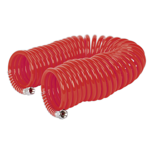 [AH10C/6] Sealey PU Coiled Air Hose with 1/4"BSP Unions 10m x 6mm