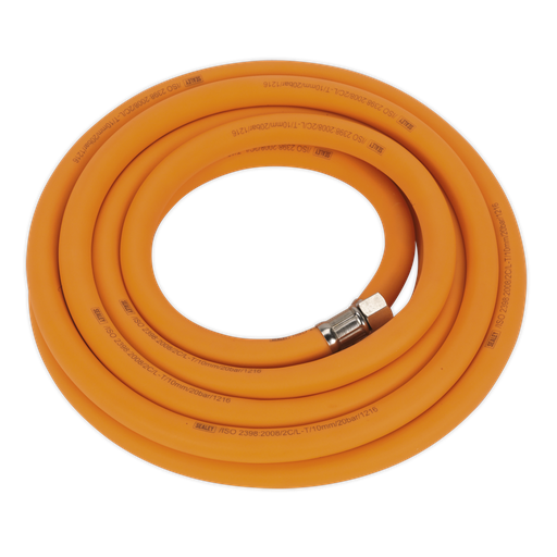 [AHHC538] Sealey High-Visibility Hybrid Air Hose with 1/4"BSP Unions 5m x 10mm