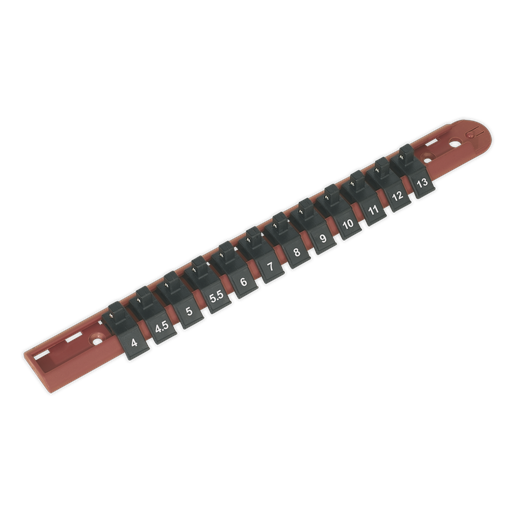 [AK1412] Sealey Premier Socket Retaining Rail with 12 Clips 1/4"Sq Drive