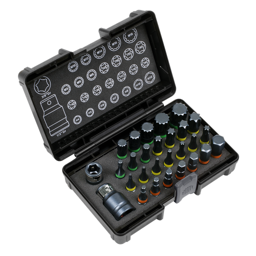 [AK21902] Sealey Premier Impact TRX-Star*/Hex/Spline Bit Set 3/8" & 1/2"Sq Drive 28pc