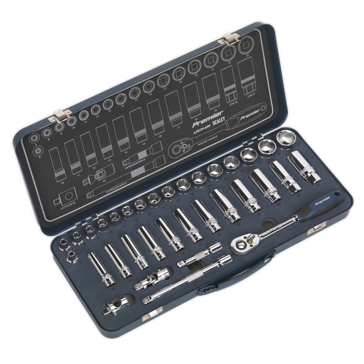 [AK27481] Sealey Premier Lock-On™ Socket Set 3/8"Sq Drive 34pc