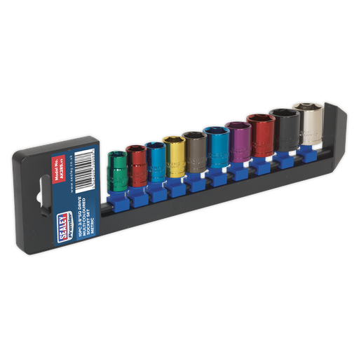 [AK285] Sealey Premier Multi-Coloured Socket Set 3/8"Sq Drive 10pc