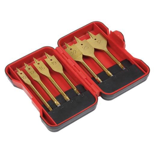 [AK3707FW] Titanium Coated Flat Wood Drill Bit Set 7pc
