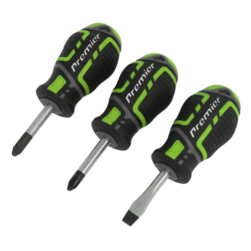 [AK4328HV] Sealey Premier GripMAX® Stubby Screwdriver Set 3pc - Hi-Vis Gree
