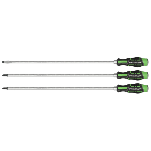 [AK4942HV] Sealey Premier Extra-Long Hammer-Thru Screwdriver Set 450mm 3pc - Hi-Vis Green