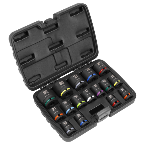 [AK5625M] Sealey Premier Impact Socket Set 1/2"Sq Drive 16pc