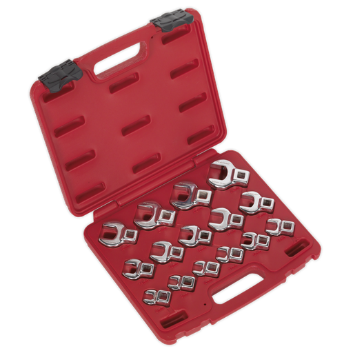 [AK59891] Sealey Premier Crow's Foot Open-End Spanner Set 3/8"Sq Drive 15p