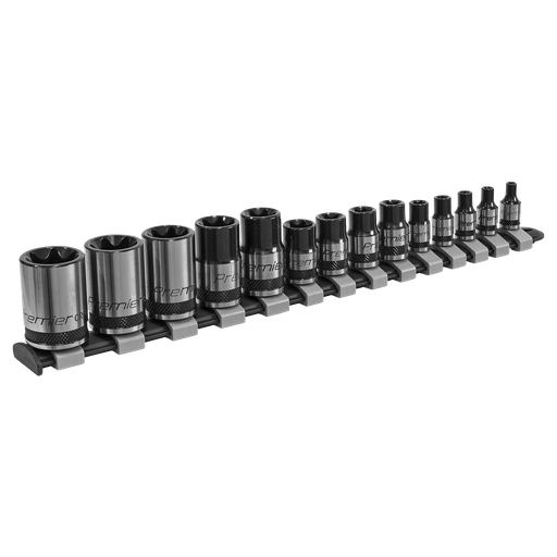 [AK618B] Sealey Premier Black TRX-Star* Socket Set 1/4", 3/8" & 1/2"Sq Dr