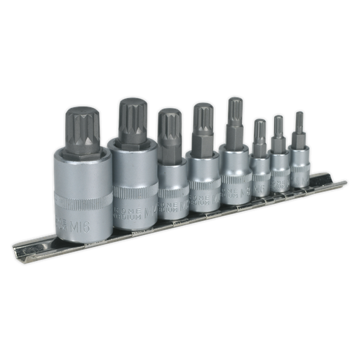 [AK6214] Sealey Premier Spline Socket Bit Set 1/4", 3/8" & 1/2"Sq Drive 8