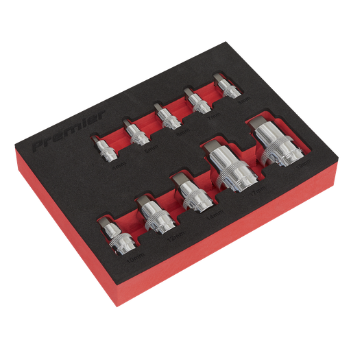 [AK6244] Sealey Premier Stubby Hex Socket Bit Set 1/4", 3/8" & 1/2"Sq Dri