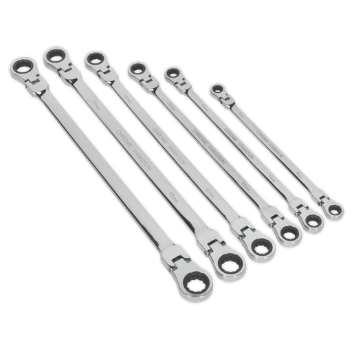 [AK63832] Premier Extra-Long Flexi-Head Double End Ratchet Ring Spanner Set 6pc