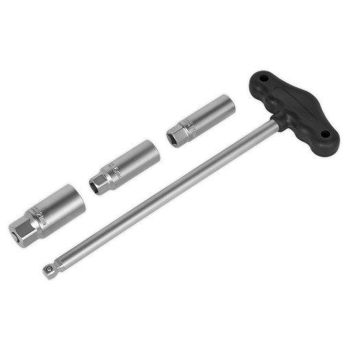 [AK6550] Sealey T-Bar & Rubber Insert Spark Plug Socket Set 3/8"Sq Drive 4pc