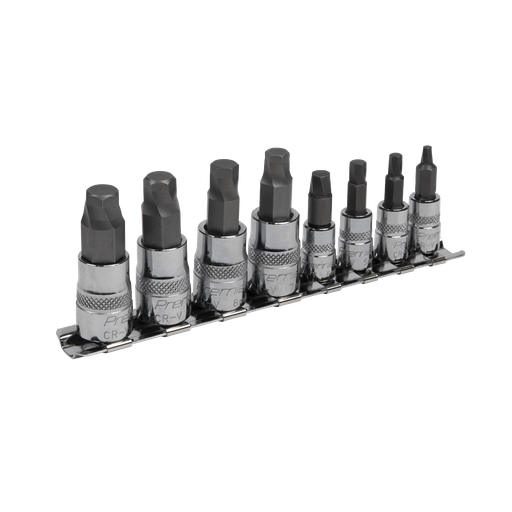 [AK65600] Sealey Premier Lock-On™ Hex Socket Bit Set 1/4" & 3/8"Sq Drive 8
