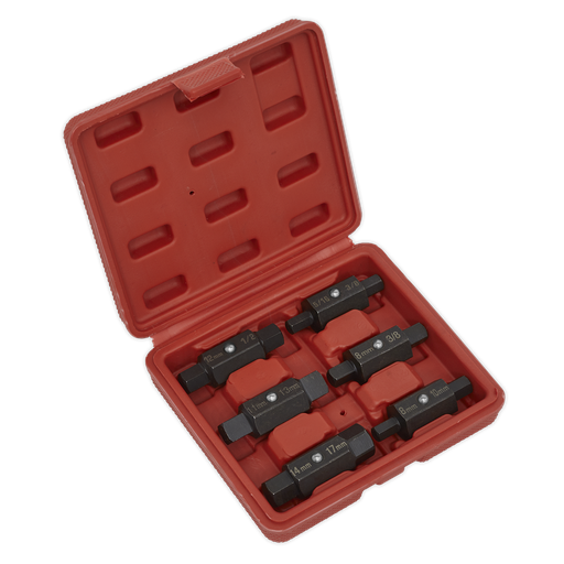 [AK658] Sealey Double End Oil Drain Plug Key Set 6pc