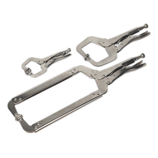 [AK66] Sealey Premier Locking C-Clamp Set 3pc