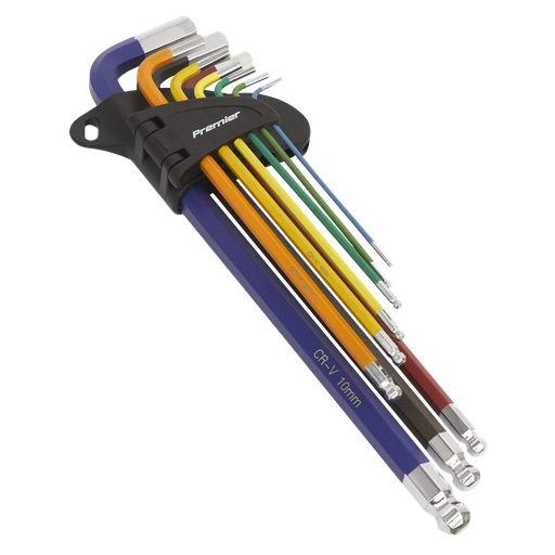[AK7191] Sealey Premier Extra-Long Ball-End Hex Key Set 9pc